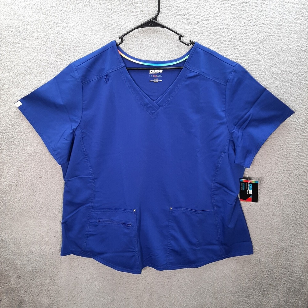 Scrubstar Scrub Top Womens 3XL XXXL Blue Smock Nurse Medical Dental Veterinarian